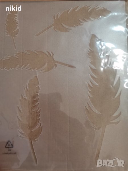  5 перца Перо Пера стенсил шаблон за спрей за торта украса Scrapbooking, снимка 1