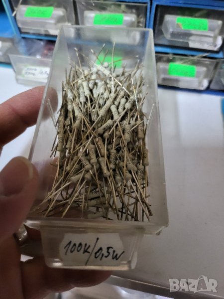 Български резистор, съпротивление - 100 килоома 0,5 вата, снимка 1