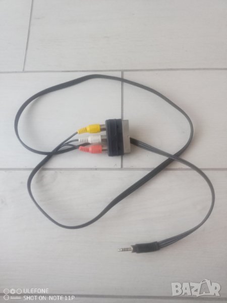 Аудио видео кабел Stereo Jack 3.5mm- 3xRCA 1 метър и преходник Scart, снимка 1