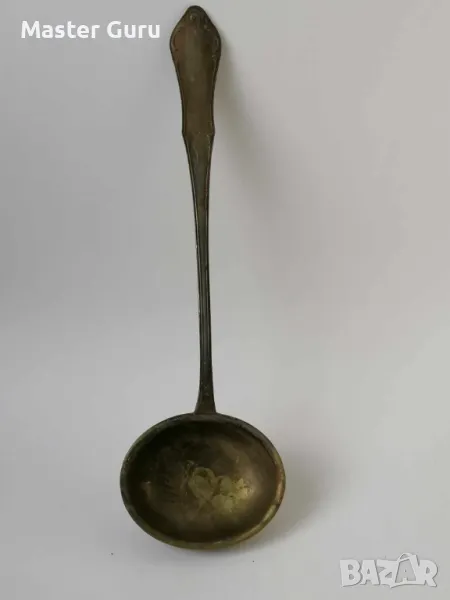 Много красив стар посребрен черпак - 36 см, снимка 1