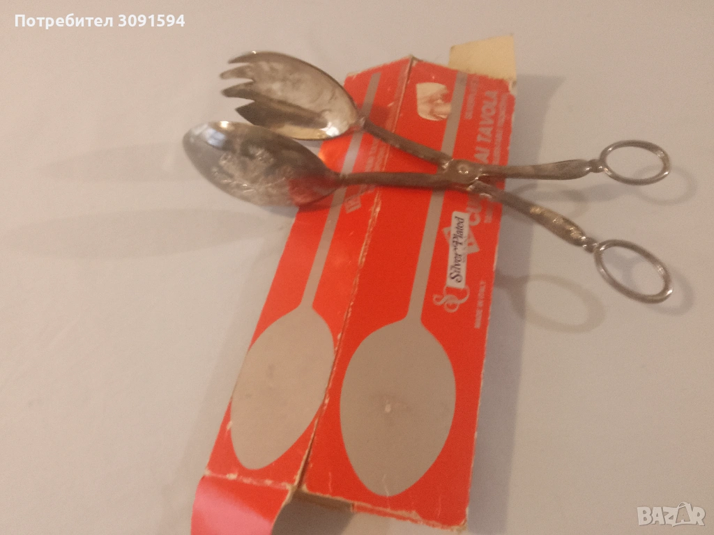  Посребрена Стилна италианска щипка за сервиране , снимка 1