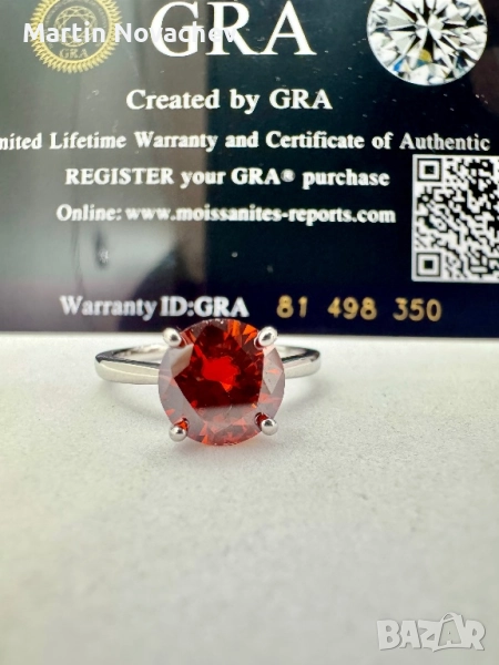 Сребърен пръстен с мойсанит (Диамант) 2 карата, снимка 1