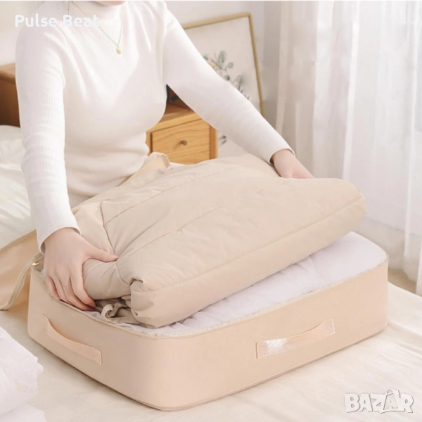 Компресионна чанта с цип за съхранение на обемни текстили Compressed Cotton Quilt Bag , снимка 1