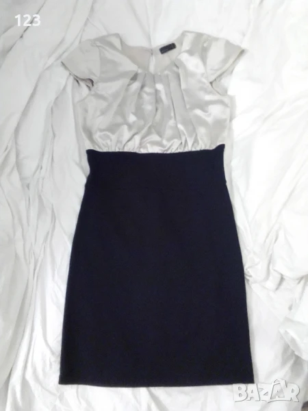 Интересна маркова рокля от сатен и немачкащ се еластант, снимка 1