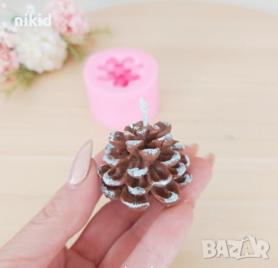 3d Малка шишарка силиконов молд форма фондан гипс шоколад декор украса, снимка 1