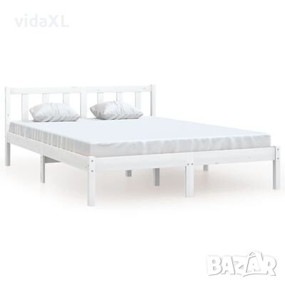 vidaXL Рамка за легло, бяла, бор масив, 140x190 cм(SKU:809998, снимка 1
