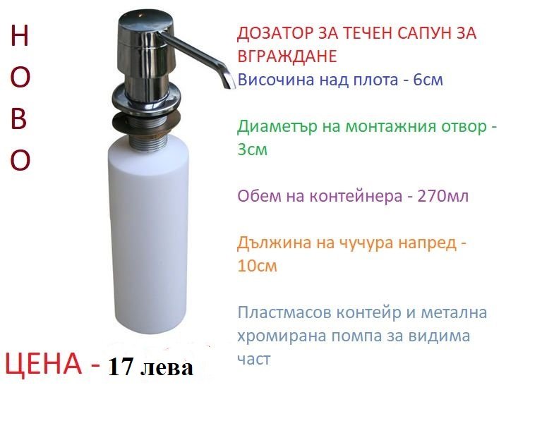 Дозатор - диспенсър за течен сапун за вграждане в Други стоки за дома в гр.  София - ID22481096 — Bazar.bg
