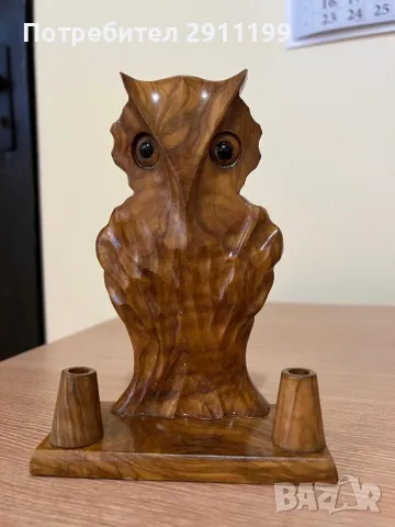 Дървена сатуетка на бухал, снимка 6 - Статуетки - 50341516