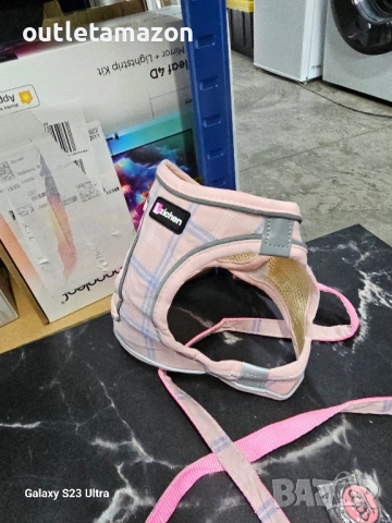 Комплект нагръдник с каишка Zichen, розов, за кучета и котки, със светлоотразителна лента, снимка 4 - За кучета - 52548119