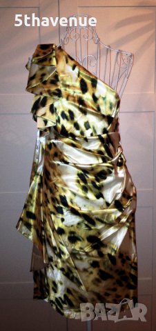 Forever Unique Нова Луксозна Сатенена Рокля с едно рамо и ефектни набори , снимка 8 - Рокли - 30619580