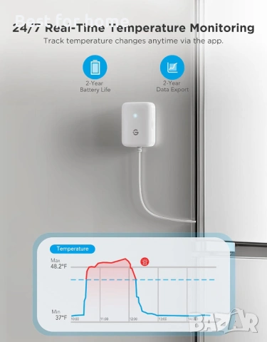 GoveeLife WiFi термометър за хладилник с аларма, безжичен цифров температурен уред за фризер , снимка 5 - Други стоки за дома - 54312062