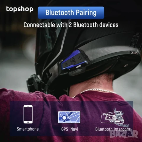 НОВИ LEXIN 2 бр. B4FM за 10 водача Bluetooth интеркоми за каска със споделяне на музика..., снимка 8 - Аксесоари и консумативи - 50577252