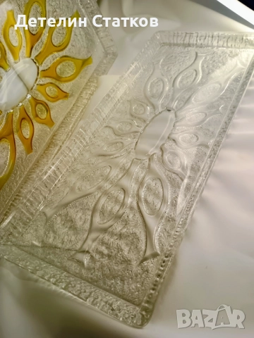 Стъклени винтидж плата Walther Glass 2 бр., снимка 6 - Чинии - 51965951