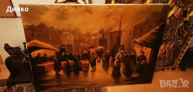 Стара маслена картина 100см.-70см. рисувана върху платно., снимка 9 - Антикварни и старинни предмети - 50041670