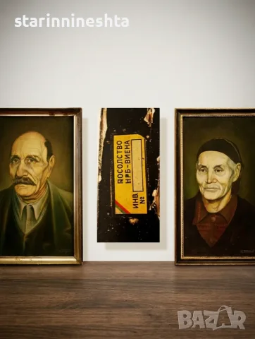 стари картини потрети диптих художник Никола Петров Богданов (1932-2013) стара картина стар портрет