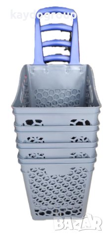  PVC Сива кошница за пазаруване с колела, 75 литра, снимка 10 - Друго търговско оборудване - 42258690