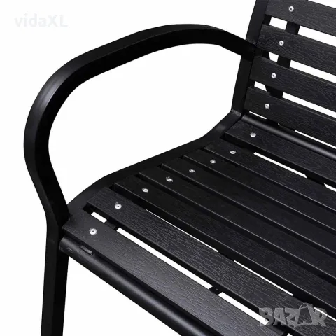 vidaXL Градинска пейка, 125 см, стомана и WPC, черна, снимка 2 - Градински мебели, декорация  - 56147558
