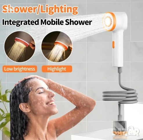 ПРЕНОСИМ ДУШ ЗА КЪМПИНГ С ФИЛТЪР (БАТЕРИЯ) И LED ОСВЕТЛЕНИЕ, снимка 2 - Къмпинг мебели - 54037694