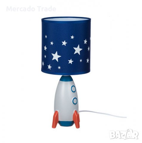 Детска нощна лампа Mercado Trade, Ракета и звезди, Син