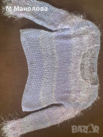 Плетена дамска блуза, уникат, размер S/M, снимка 2 - Блузи с дълъг ръкав и пуловери - 37616021