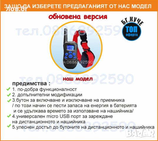 Електронен нашийник за куче ,обучителен, дресировъчен ,каишк , водоустойчиви , презареждащи, снимка 10 - За кучета - 32504678