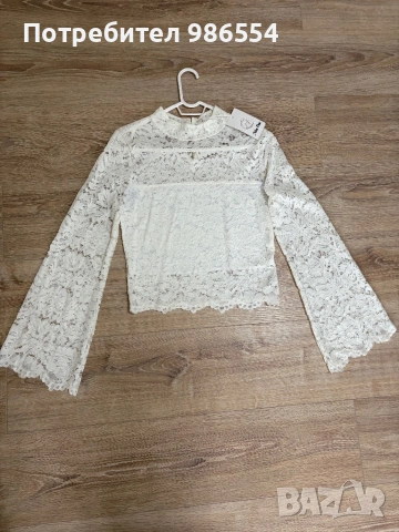 Нова бяла блуза дантела размер S/M, снимка 4 - Блузи с дълъг ръкав и пуловери - 53052297