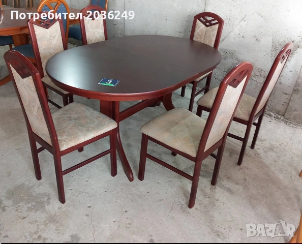 Комплект масивна разтегателна маса с 6 стола, снимка 4 - Маси - 54164973