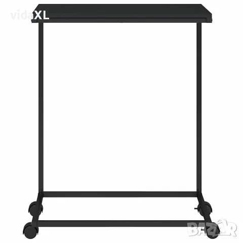 vidaXL Помощна маса с колелца черна 55x35x70 см инженерно дърво, снимка 4 - Маси - 56147176