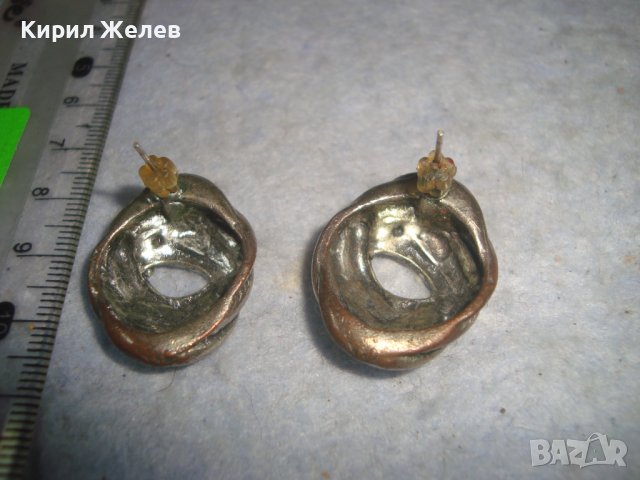 СТАРИ ПОСРЕБРЕНИ ЛАКИРАНИ РЕТРО - ВИНТИДЖ АРТ ДЕКО СТИЛ ОБЕЦИ 29491, снимка 5 - Обеци - 37787207