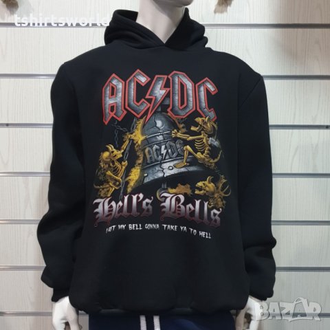 Нов мъжки суичър с дигитален печат на музикалната група АC/DC - HELL'S BELLS, дяволчета, снимка 3 - Суичъри - 37020408
