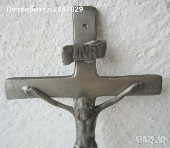 Религия, стар кръст, разпятие, метал, 28 см, маркировка