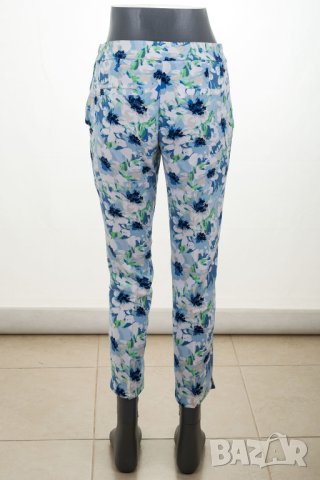 Дамски панталон в бяло и синьо с принт на цветя Moodo - XS, снимка 3 - Панталони - 42808539