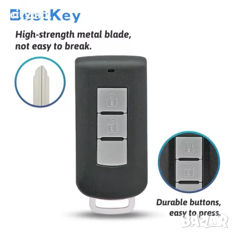 Кутийка за ключ с 2 бутона за Mitsubishi, Keyless Go / Proximity Smart Key, с авариен ключ