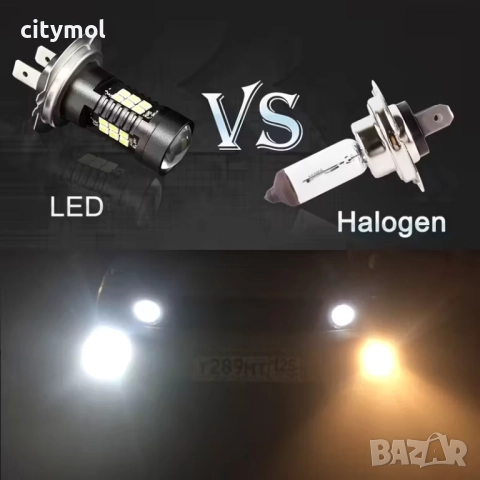 H7 LED лампи за фарове, 21 SMD3 030 LED чипа, 60W - комплект 2 бр., снимка 8 - Аксесоари и консумативи - 52493453