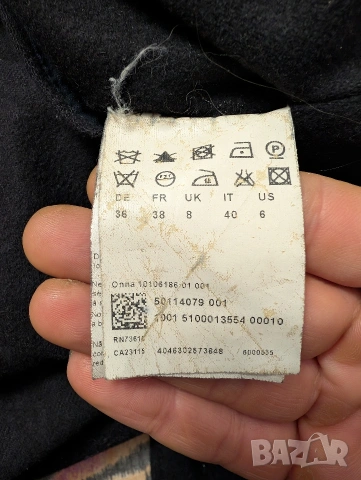 Елегантно палто Hugo Boss с уникален дизайн. размер 38 -Xs- S вълна/ кашмир, снимка 8 - Палта, манта - 53365289