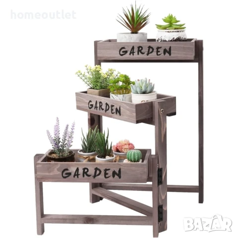 ПРОМОЦИЯ Компактна сгъваема стойка за саксийни цветя на 3 нива UNHO XJJ458-BN