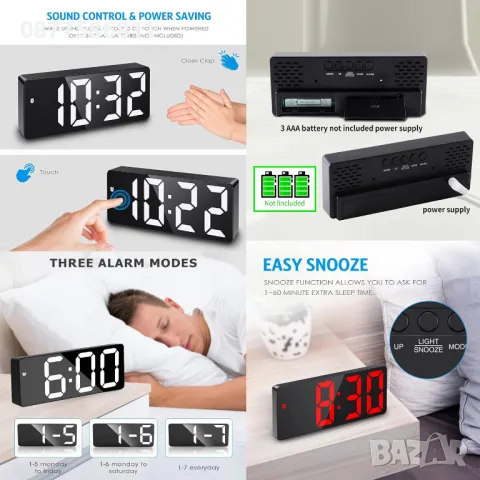 ПОСТОЯННО СВЕТЕЩ LED ЧАСОВНИK С ГОЛЕМИ ЦИФРИ НА ТОК ИЛИ БАТЕРИИ, ТЕРМОМЕТЪР. ЛЕД СВЕТЕЩИ ЧАСОВНИЦИ+, снимка 7 - Други - 49865820