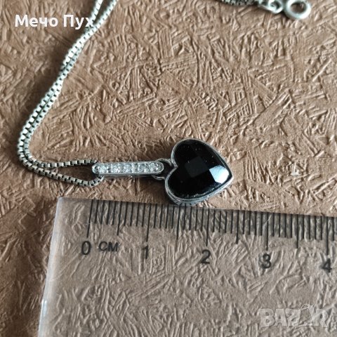 Сребърен синджир с висулка Сърце (264), снимка 6 - Колиета, медальони, синджири - 44351509