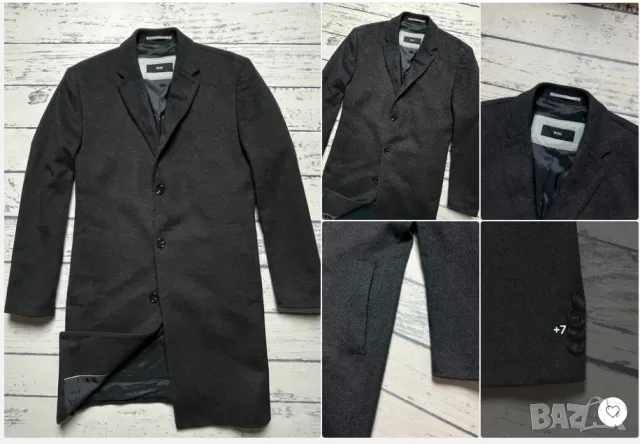 Бизнес Палто  HUGO BOSS Stratus размер М-Л  смес от  вълна с кашмир  официално /  яке, снимка 4 - Палта - 48055070