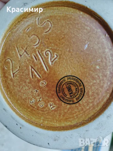 Оригинална кана KING HANDMALEREI с калаен капак Височина 29 см. ⚠️ една фабрична забележка ❤️45 лв. , снимка 7 - Антикварни и старинни предмети - 47369260