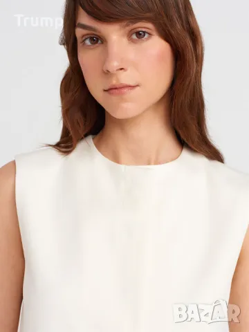 Елегантен Къс топ,потник със скрита копче - екрю, снимка 2 - Потници - 50346346