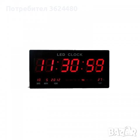 Голям стенен електронен часовник с термометър и дата, светещи цифри, снимка 6 - Стенни часовници - 40040071