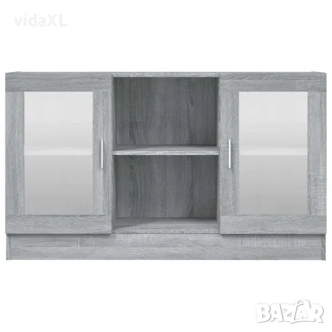 vidaXL Шкаф витрина, сив сонома, 120x30,5x70 см, инженерно дърво, снимка 4 - Бюфети - 56148018