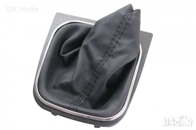 Кожен черен маншон за скоростен лост кожух за VW Golf 5 6 V VI с рамка, снимка 4 - Аксесоари и консумативи - 40031257