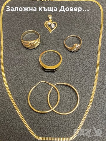 Златни обеци пръстен висулка ланче гривна 14 k 585 gold zlato, снимка 2 - Колиета, медальони, синджири - 35562029
