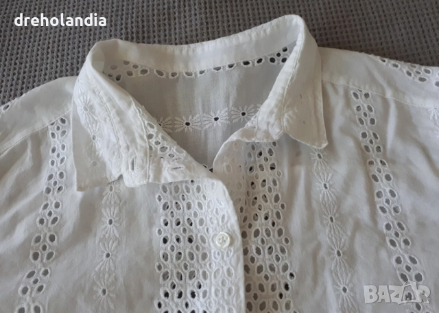 Бяла риза от памучна дантела– M  , снимка 3 - Ризи - 51735977