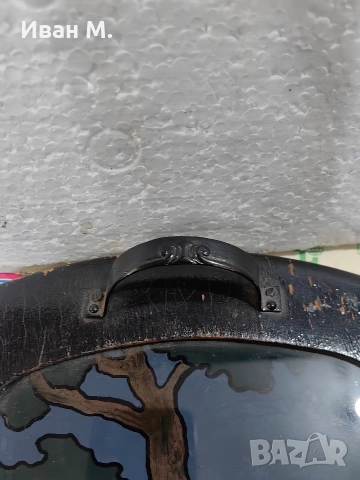 Стар дървен поднос с рисувано стъкло , снимка 4 - Други ценни предмети - 52811460