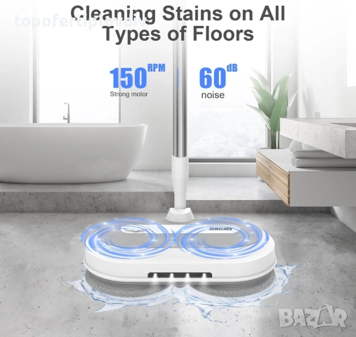Електрически моп с батерия DEWINNER Wireless Mop,Гаранция, снимка 4 - Прахосмукачки - 53997145