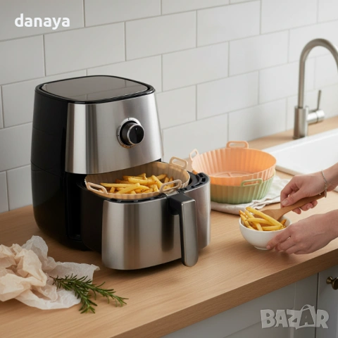 6337 Силиконова форма за Airfryer, ф22см, снимка 4 - Съдове за готвене - 53119780