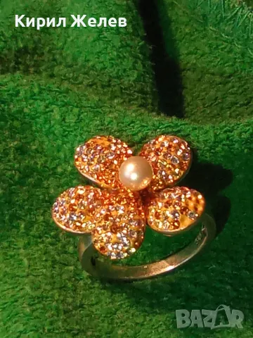 СКЪПОЦЕНЕН СРЕБЪРЕН ПРЪСТЕН ЦВЕТЕ СРЕБРО 925 с НАТУРАЛНА БЯЛА ПЕРЛА ЕМАЙЛ и ИСКРЯЩИ ЦИРКОНИ 26219, снимка 12 - Пръстени - 49913197